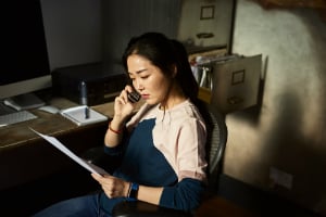 Woman sitting at desk